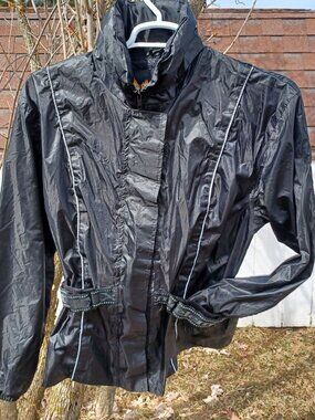 Xelement Motorcycle Gear Black Wind Rain Jacket Unisex Men's Size M Womens Sz L